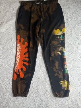 Nickelodeon Black and Brown Tie-Dye Joggers with Orange Splat & Character Prints